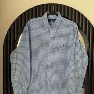 Ralph Lauren Blue and White Checkered Men's Shirt
